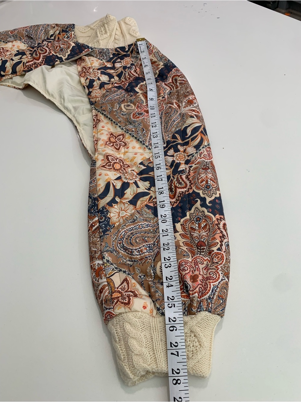 House of Harlow 1960 Boho Floral Quilted Bolero Shrug with Cream Knit Collar OS - Picture 5 of 6